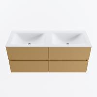 MONDIAZ VICA 120cm badmeubel onderkast Oro 4 lades. Wastafel CLOUD dubbel zonder kraangat, kleur Talc. - thumbnail