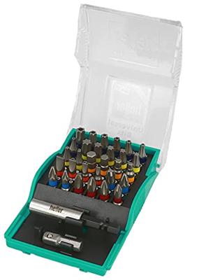 Heller 28913 9 Bitset 32-delig Kruiskop Phillips, Kruiskop Pozidriv, Plat, Zesrond-TX BO, Inbus Incl. bithouder en schroevendraaier