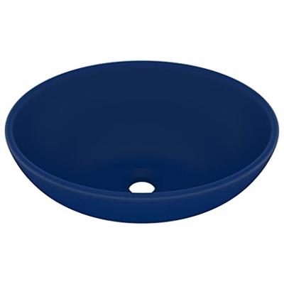 VidaXL Wastafel ovaal 40x33 cm keramiek mat donkerblauw