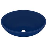 VidaXL Wastafel ovaal 40x33 cm keramiek mat donkerblauw - thumbnail