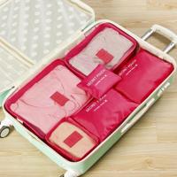 6 STKS/set reistas ClothesLuggage organisator hoge capaciteit mesh verpakking kubussen (Rose Red) - thumbnail