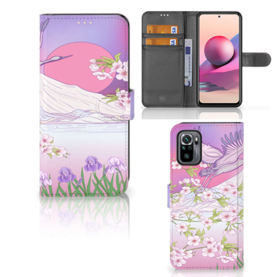 Xiaomi Redmi Note 10S | 10 4G | Poco M5s | Telefoonhoesje | Met pasjeshouder | Bird Flying