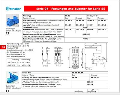 Finder 094.91.3 Beugelhouder Blauw 1 stuk(s)