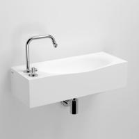 Wastafel Clou Hammock 65x25.4x16 cm met Kranenbank Links Solid Surface (met 2 Voorbewerkte Kraangaten) - thumbnail
