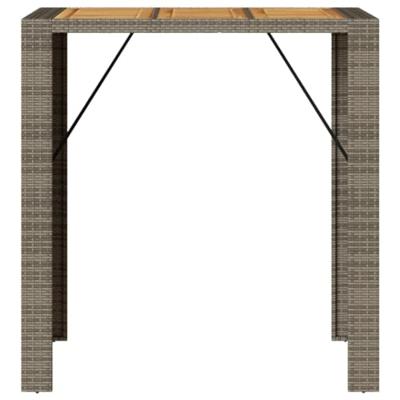 Tuinbartafel acaciahouten blad 105x80x110 cm poly rattan grijs