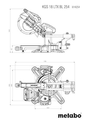 Metabo KGS 18 LTX BL 254 | Accu Afkortzaag | 254mm | 18V | Body | Zonder Accu&apos;s & Laders