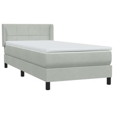 Boxspring met matras fluweel lichtgrijs 90x210 cm