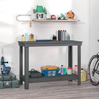 VidaXL Werkbank 110x50x80 cm massief grenenhout grijs - thumbnail