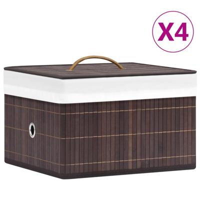 VidaXL Opbergboxen 4 st bamboe bruin VidaXL Opbergboxen 4 st bamboe bruin