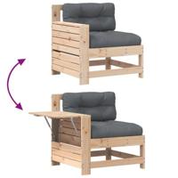 Tuinbank met armleuning en kussen massief grenenhout - thumbnail