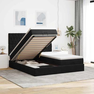 Ottoman bed met matrassen en LED's 200x200cm fluweel zwart