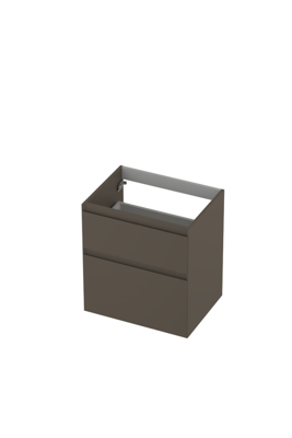INK - Onderkast 2 Laden Greeploos Gelakt 45gr A-symmetrisch - 600x450x650 Mm - Mat Taupe