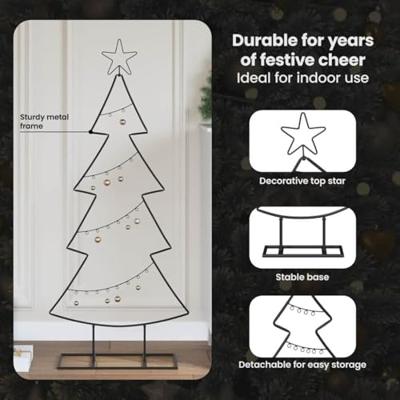 Metalen kerstboom met standaard Zwart 125 cm Staal