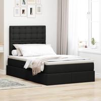 Opbergbed met LED met matras Zwart 120 x 190 cm Polyester - thumbnail