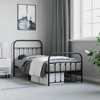 Bedframe met hoofd- en voeteneinde metaal zwart 90x190 cm - thumbnail