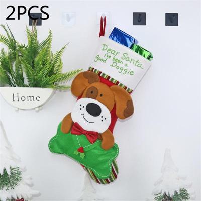 2 stuks CX20224 hond patroon kerst sok Gift Bag kerstboom hanger decoratie