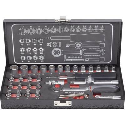 TOOLCRAFT 826363 Dopsleutelset Metrisch 1/4 (6,3 mm) 36-delig TOOLCRAFT 826363 Dopsleutelset Metrisch 1/4 (6,3 mm) 36-delig