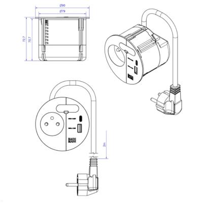 Bachmann 938.302 Bureaustekkerdoos Wit