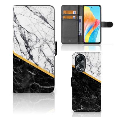 OPPO A58 4G | Bookcase | Marmer Wit Zwart - Origineel Cadeau Man