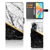 OPPO A58 4G | Bookcase | Marmer Wit Zwart - Origineel Cadeau Man - thumbnail