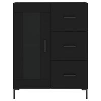 Dressoir 69,5x34x90 cm bewerkt hout zwart - thumbnail