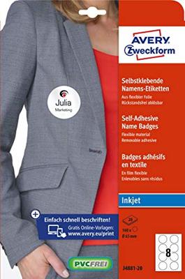 Avery-Zweckform J4881-20 Naamplaatje Kennzeichnungsetiketten (b x h) 65 mm x 65 mm 160 stuk(s) - thumbnail