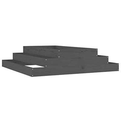 VidaXL Plantenbak 110x110x27 cm massief grenenhout grijs VidaXL Plantenbak 110x110x27 cm massief grenenhout grijs
