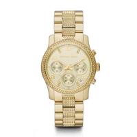 Michael Kors Runway chronograaf quartz champagne wijzerplaat dameshorloge MK5826 - thumbnail