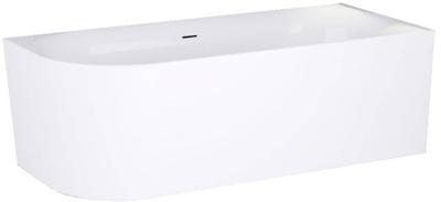 Ben Vico half vrijstaand hoekbad met 2 ligzijdes met hoek rechts 155x80cm glans wit acryl incl. afvoer met overloop wit
