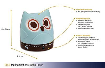 TFA Dostmann EULE Timer Turquoise Analoog - thumbnail