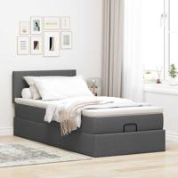 Ottoman bed met matras 80x200cm stof donkergrijs - thumbnail