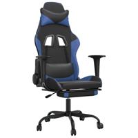 vidaXL Gamestoel met voetensteun kunstleer zwart en blauw, televisiestoel, computer stoel, verstelbare stoel, racingstoel, bureaustoel, fauteuil - thumbnail