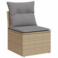 2-delige Loungeset met kussens poly rattan acacia beige - thumbnail