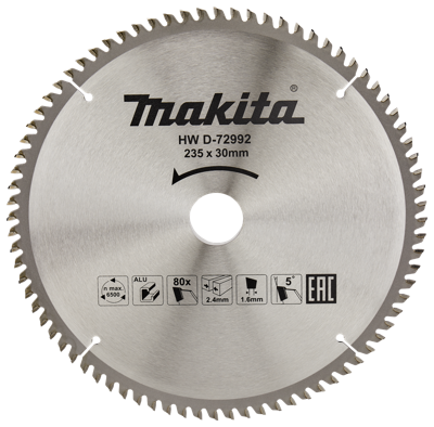Makita Accessoires Cirkelzaagblad Aluminium | Standaard | 235x30x2,4 80T 5g - D-72992 - D-72992