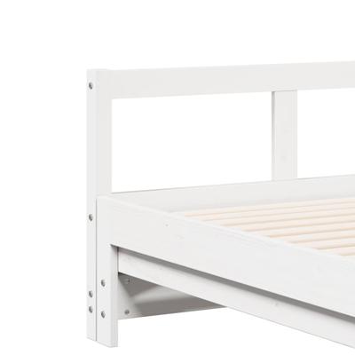Slaapbank met onderschuifbed en matras 90x200 cm grenenhout wit - thumbnail