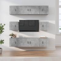 8-delige Tv-meubelset bewerkt hout betongrijs - thumbnail