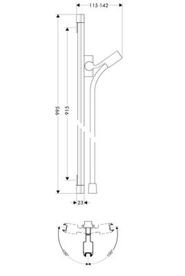 Hansgrohe Puravida glijstang 90 cm. Chroom Hansgrohe Puravida glijstang 90 cm. Chroom