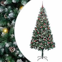 VidaXL Kunstkerstboom groen 210 cm pvc en staal en kunststof - thumbnail