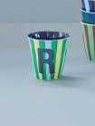 Gestreepte melamine mok LETTER R rice, medium 250 ml meerkleurig - thumbnail