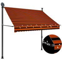 VidaXL Luifel handmatig uitschuifbaar met led 200 cm oranje en bruin - thumbnail