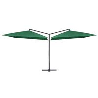 VidaXL Parasol dubbel met stalen paal 250x250 cm groen - thumbnail
