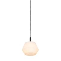 QAZQA Moderne buiten hanglamp zwart met witte kap 32.9 cm IP44 - - thumbnail