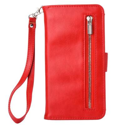 Voor iPhone 8 & 7 Crazy Horse textuur rits horizontaal flip lederen draagtas met afneembare terug beschermende hoes & Card Slots & Foto Frame & Lanyar