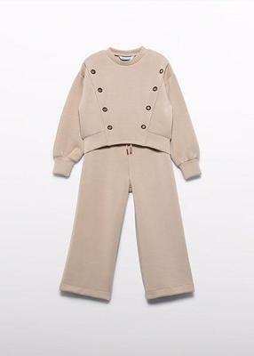 Abel & Lula winter broek-set meisjes - beige - gebreid