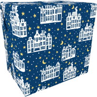Cadeaupapier | 50cm | 200m | 80gr/m² | Stille nacht | blauw/geel - thumbnail
