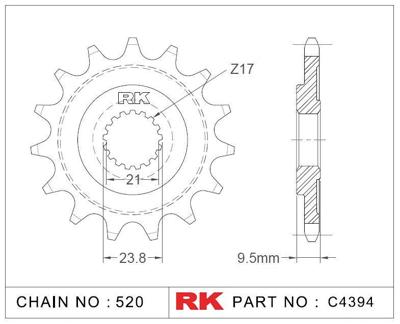RK Sprocket 520 13z offroad self-cleaning.