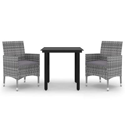 3-delige Tuinset met kussens poly rattan en glas