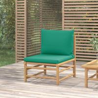 Tuinmiddenbank met kussens bamboe groen - thumbnail