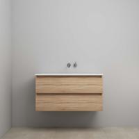 On-Line Onderkast - 100 cm - Voorgemonteerd - Acryl Wastafel - zonder Kraangat - Eiken - thumbnail