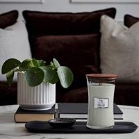 WoodWick Geurkaars Large Lavender & Cedar - 18 cm / ø 10 cm - Geurkaars in Glas - Houten Lont - thumbnail